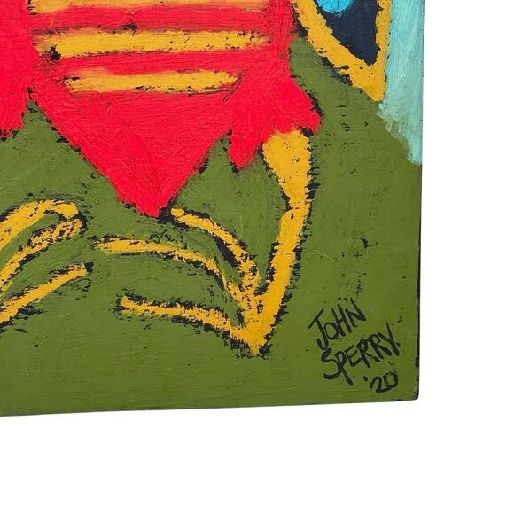 John Sperry Outsider Southern Folk Art “Owl” Painting 24” X 11” - Picture 2 of 6